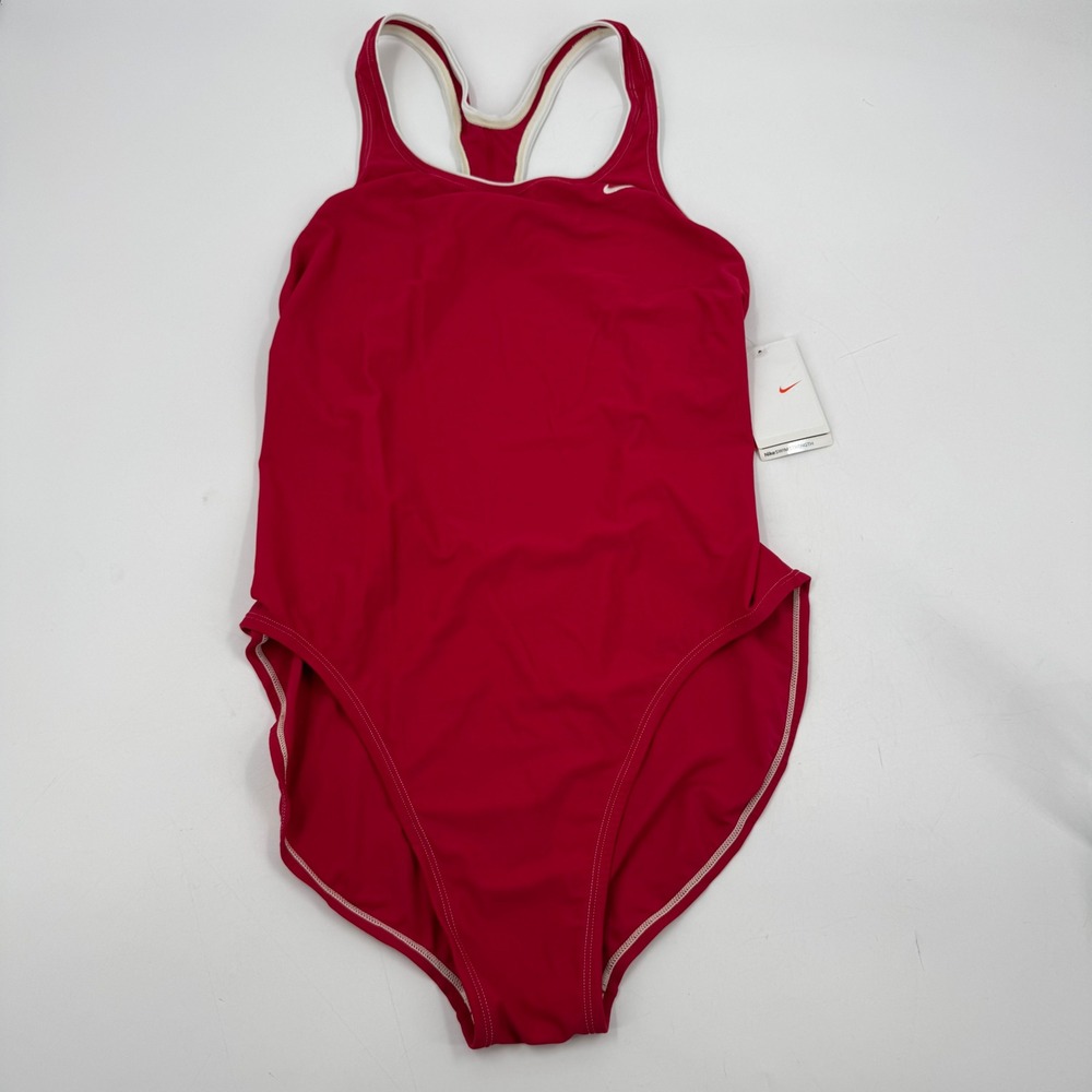 Vintage Nike Swim Red One Piece Swimsuit Women's Size‎ 18 NWT Racerback Y2K